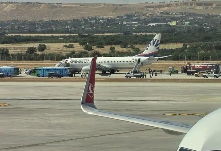 Yer: Gaziantep! Uçağın inişi sırasında lastiği patladı