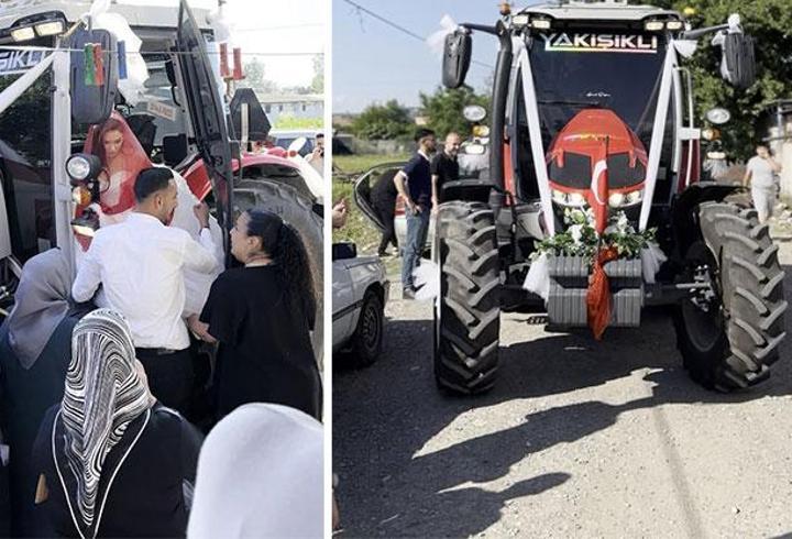 Bakan bir daha baktı! Traktör, gelin arabası oldu