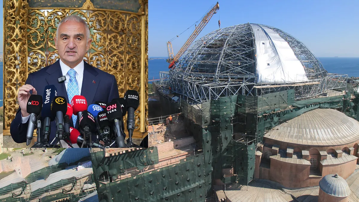 Turizm Bakanı Ersoy'dan Ayasofya-i Kebir Camii restorasyonu açıklaması: Özgün doku korunacak