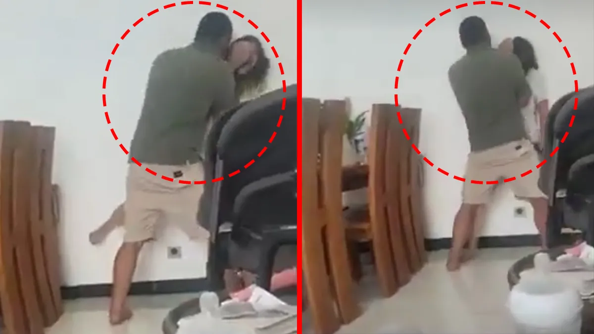 Dehşete düşüren anlar! Sanal medyada tepkiler çığ gibi büyüdü: Cani eş karısını darp edip…