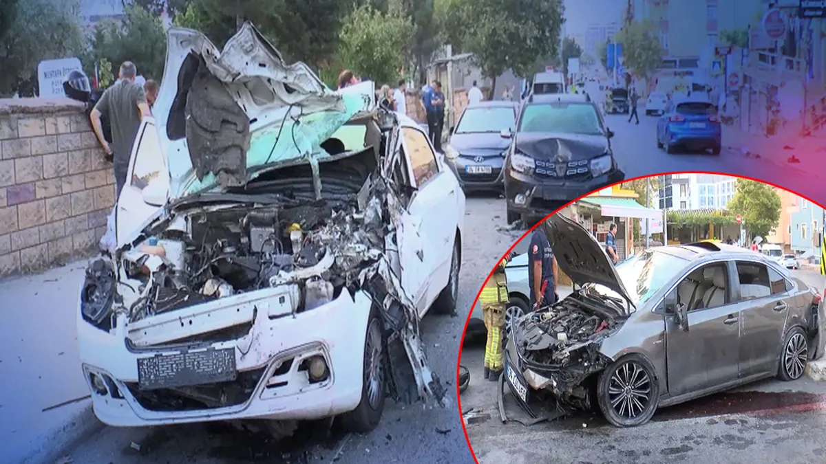 Kartal'da feci kaza! Kontrolden çıkan otomobil araçlara çarpıp takla attı: Kaza anı kamerada